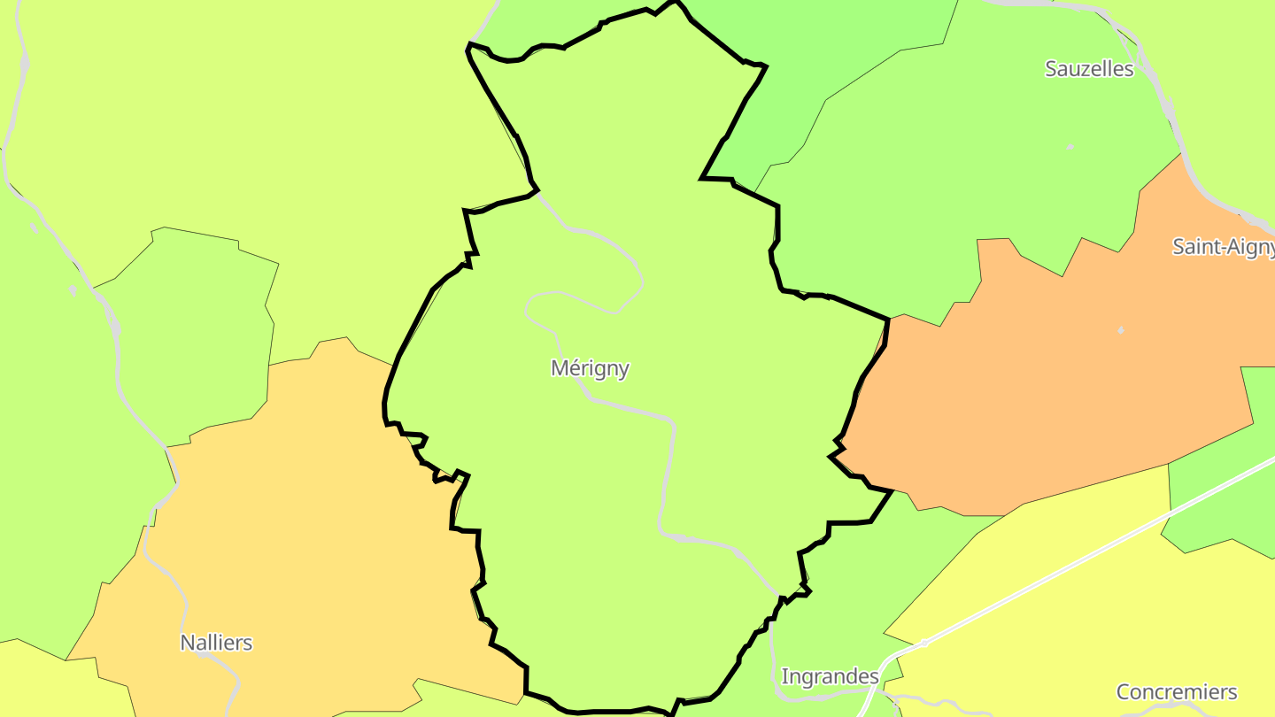 Carte des prix de l'immobilier Mérigny