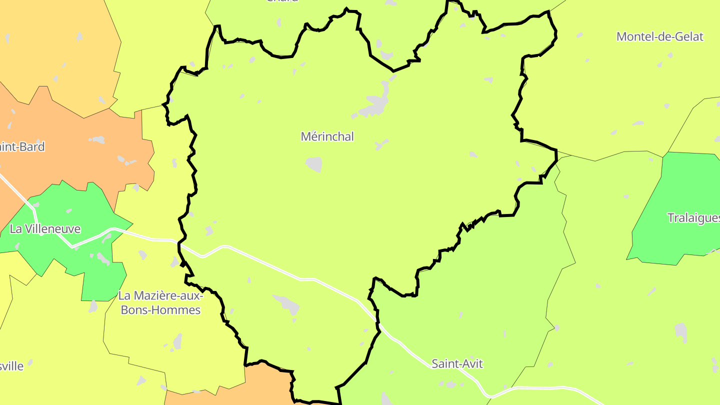 Carte des prix de l'immobilier Mérinchal