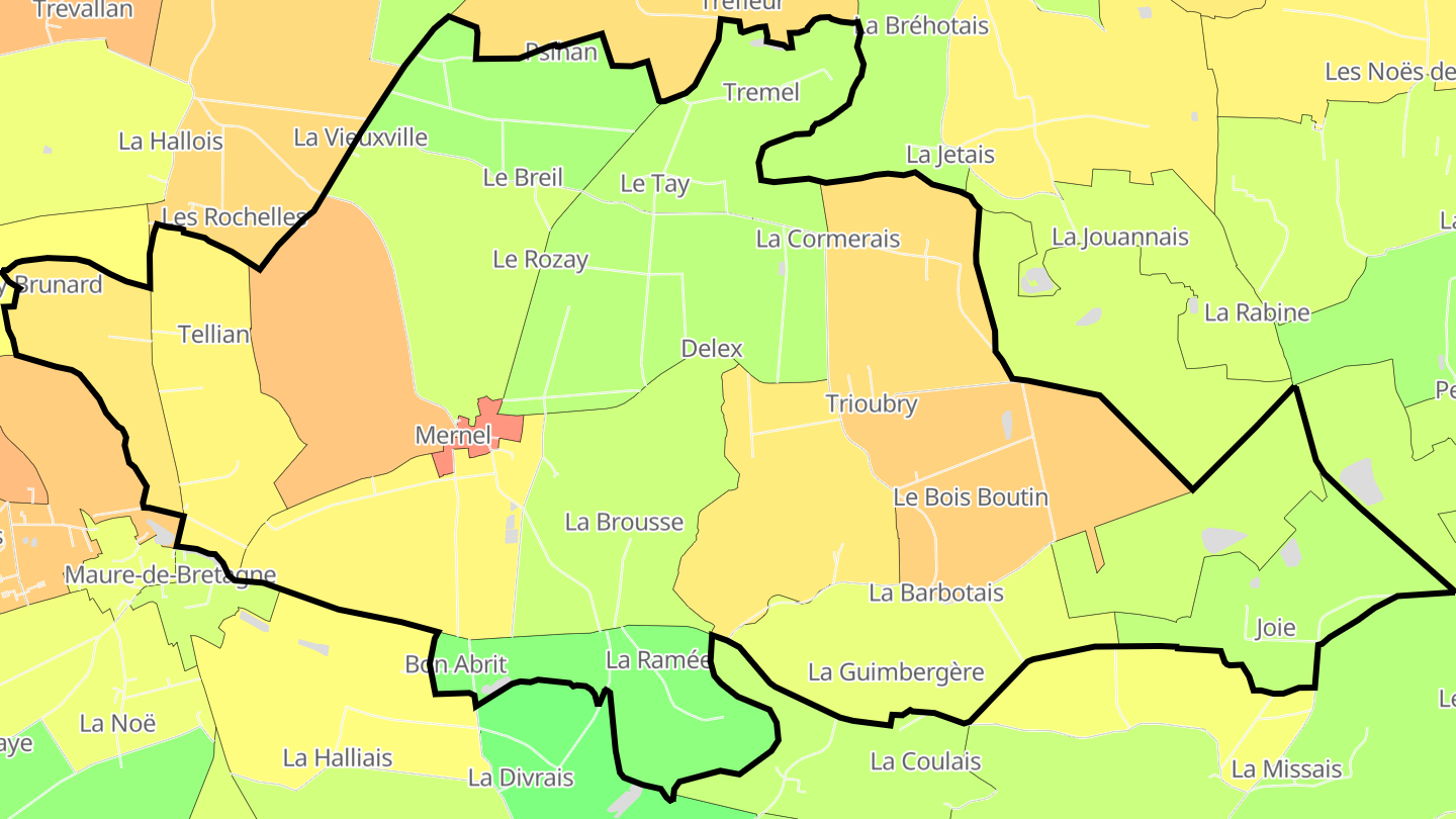 Carte des prix de l'immobilier Mernel