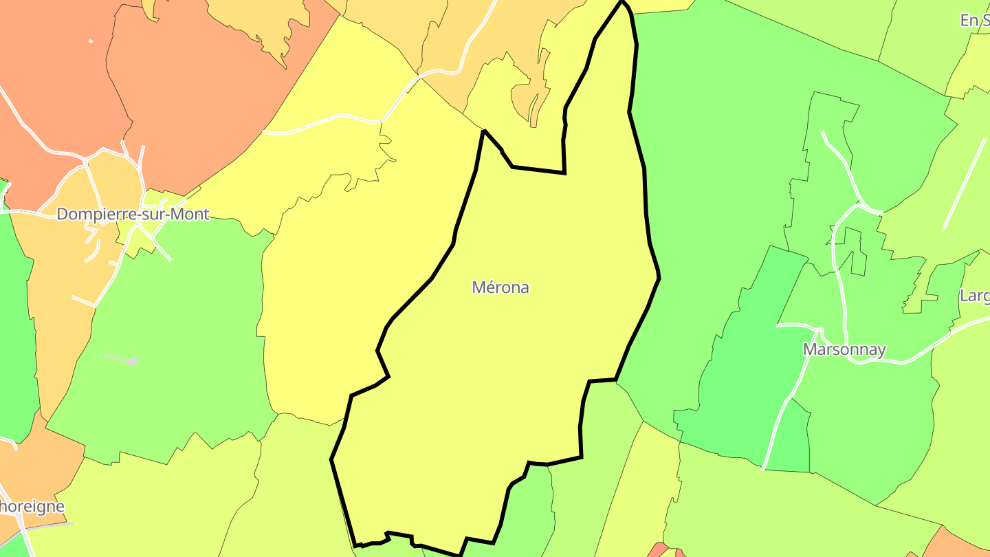 Carte des prix de l'immobilier Mérona