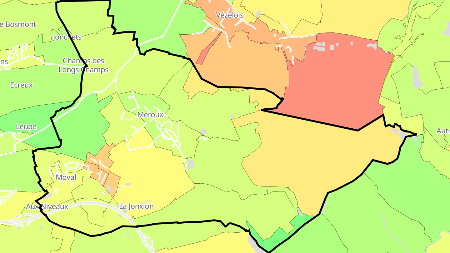 Carte des prix de l'immobilier Meroux-Moval