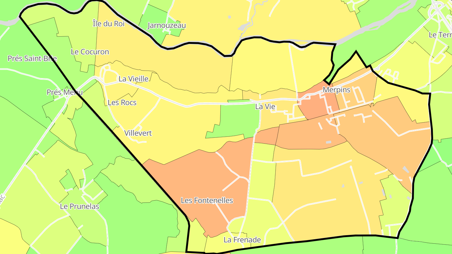 Carte des prix de l'immobilier Merpins