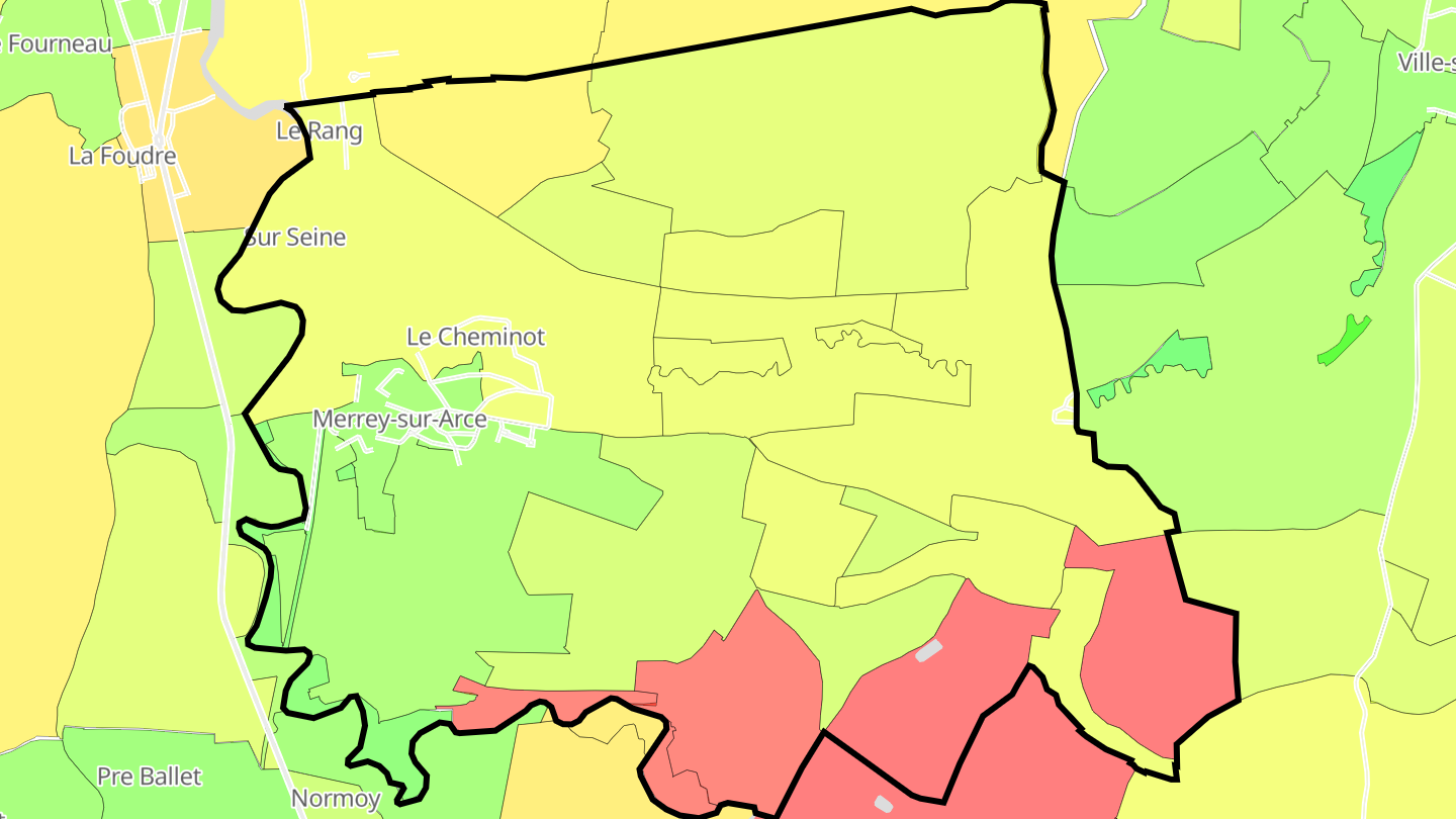 Carte des prix de l'immobilier Merrey-sur-Arce