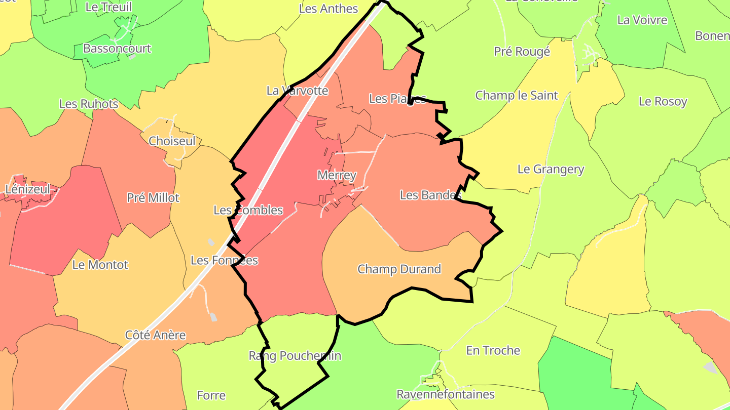 Carte des prix de l'immobilier Merrey