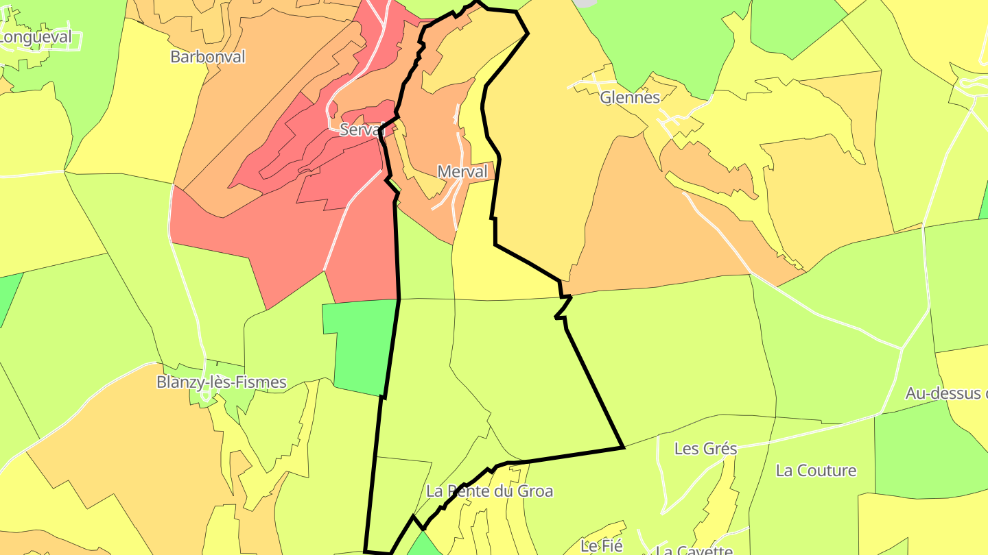 Carte des prix de l'immobilier Merval