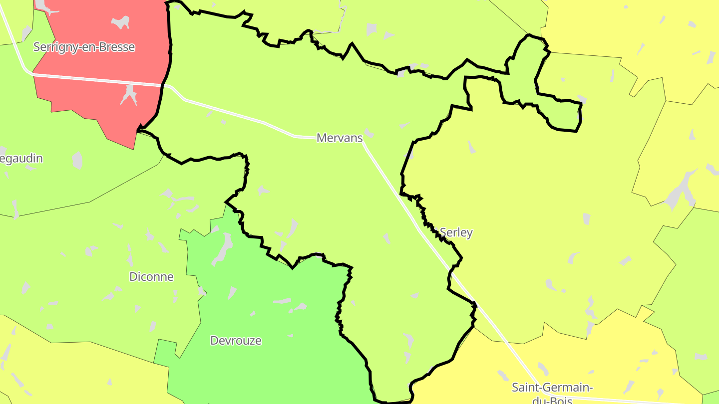 Carte des prix de l'immobilier Mervans