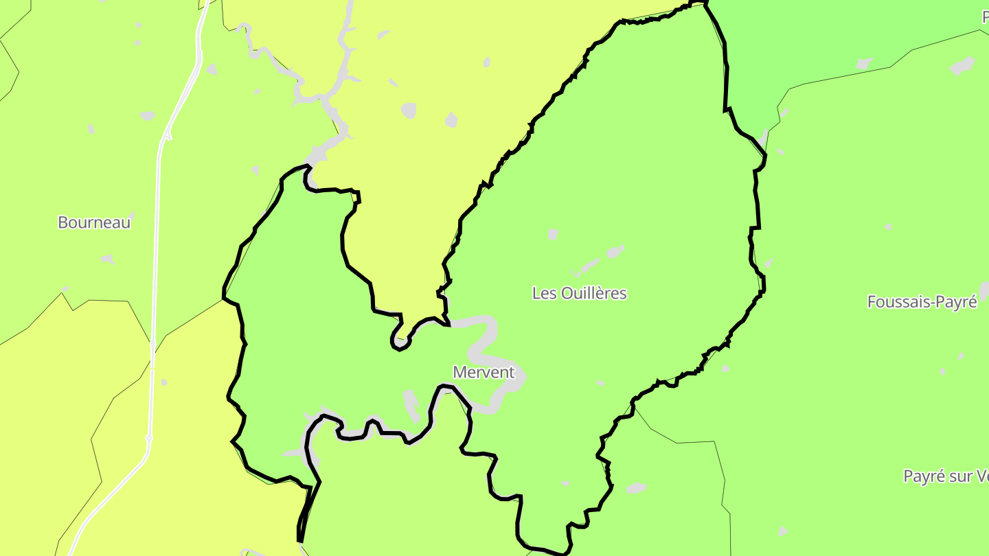Carte des prix de l'immobilier Mervent