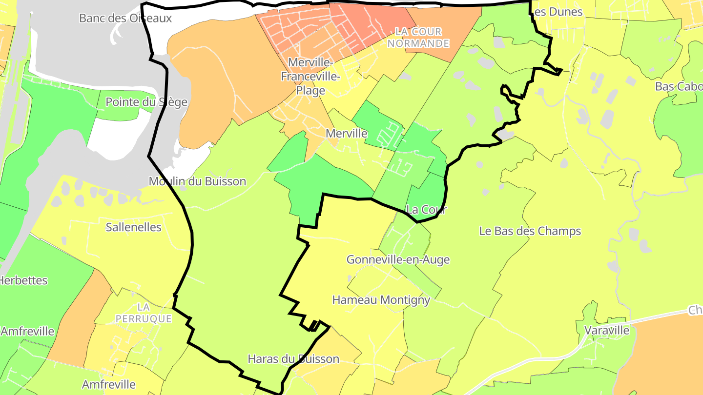 Carte des prix de l'immobilier Merville-Franceville-Plage