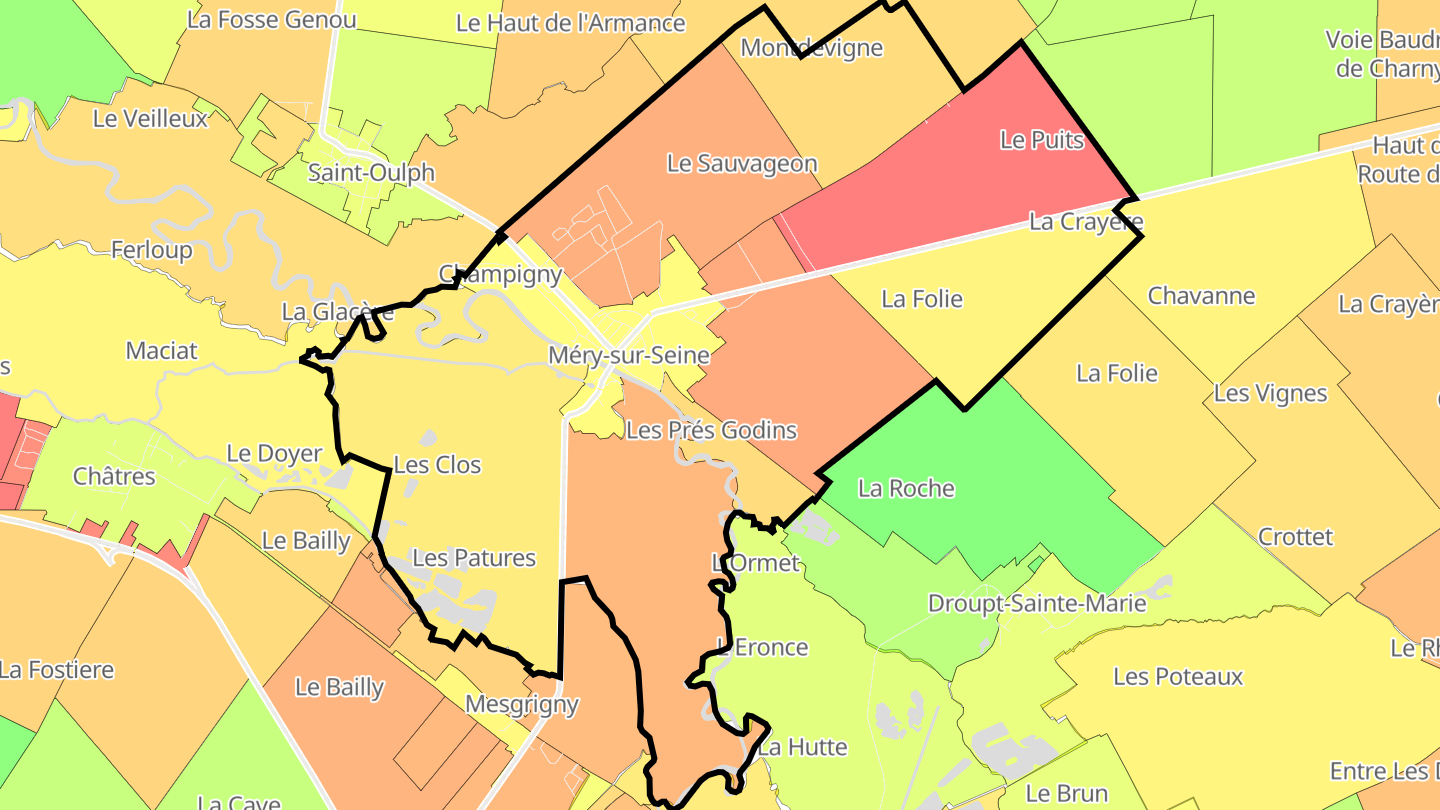 Carte des prix de l'immobilier Méry-sur-Seine