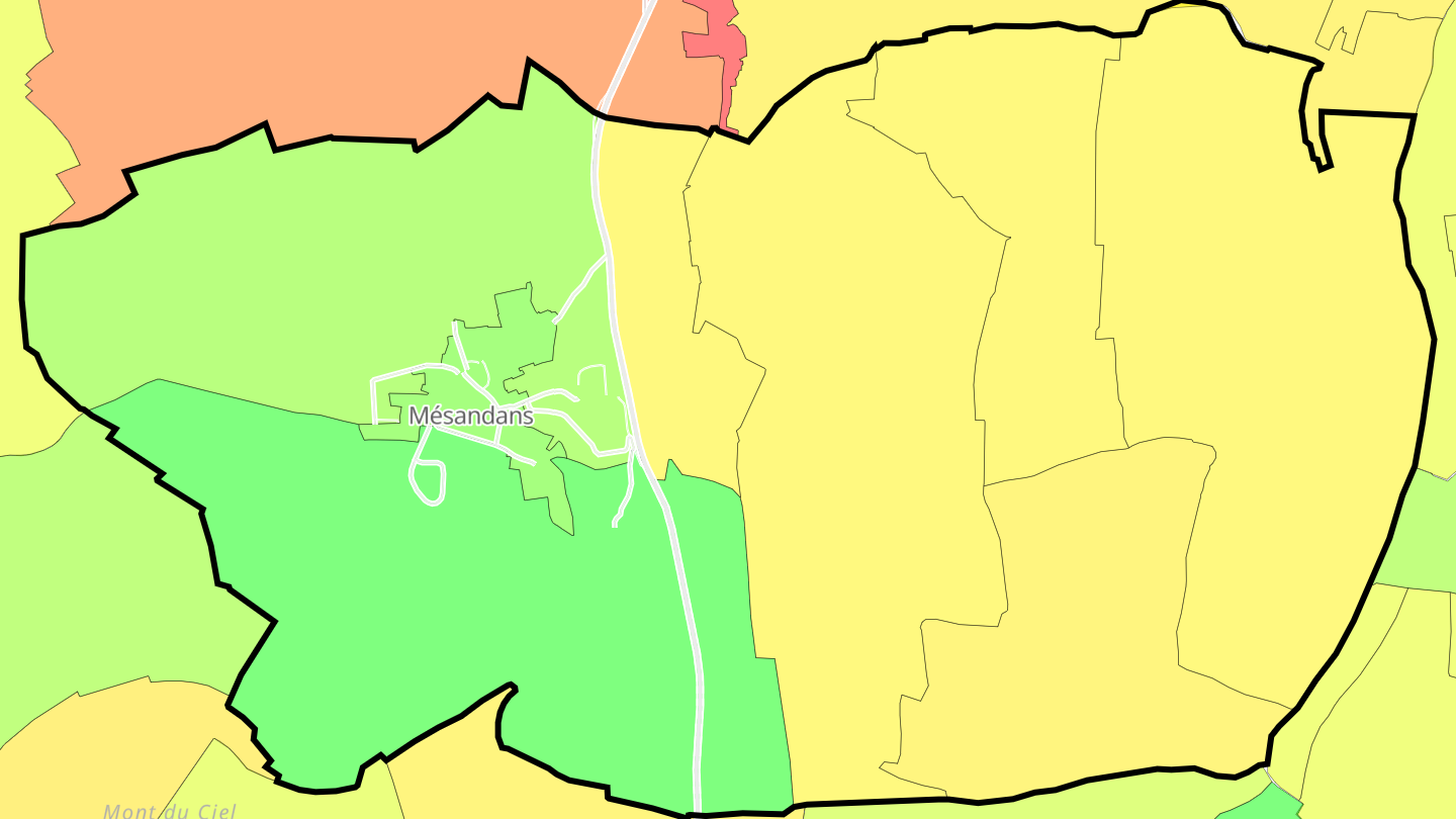 Carte des prix de l'immobilier Mésandans