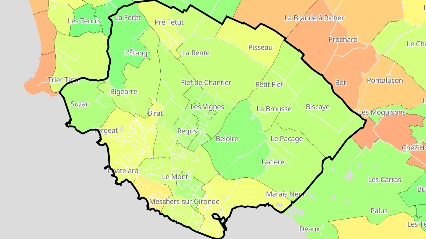 Carte des prix de l'immobilier Meschers-sur-Gironde