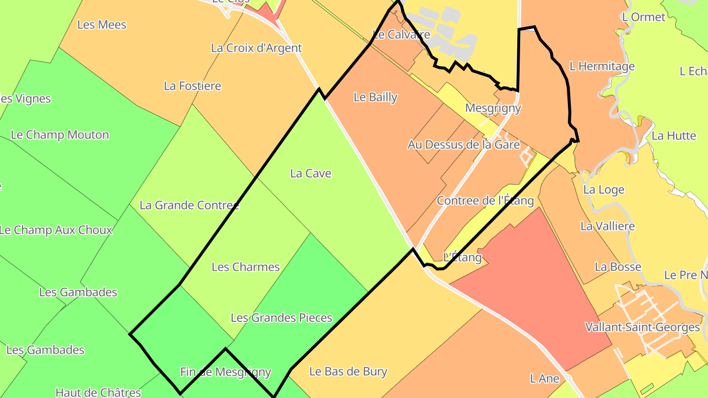 Carte des prix de l'immobilier Mesgrigny