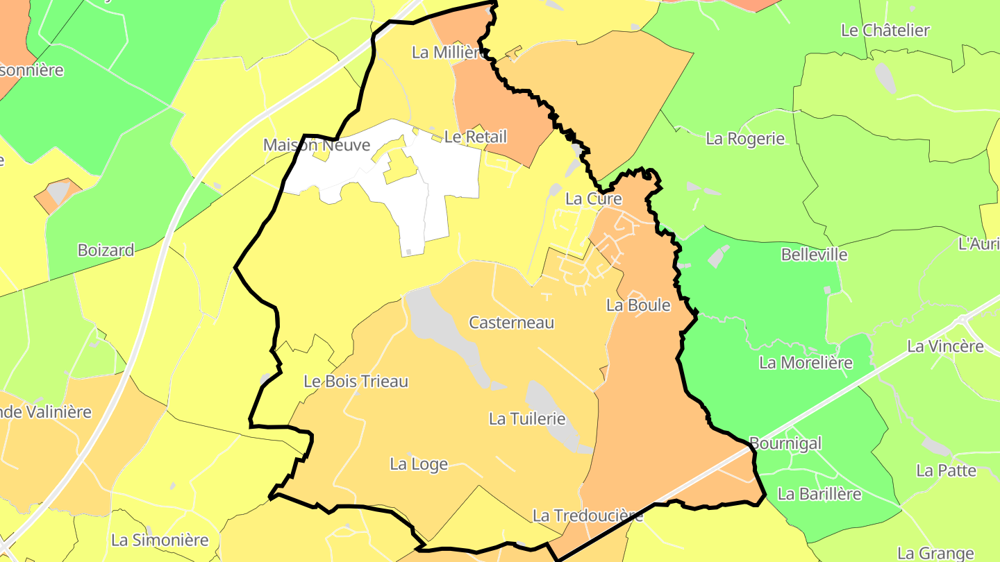 Carte des prix de l'immobilier Mesnard-la-Barotière