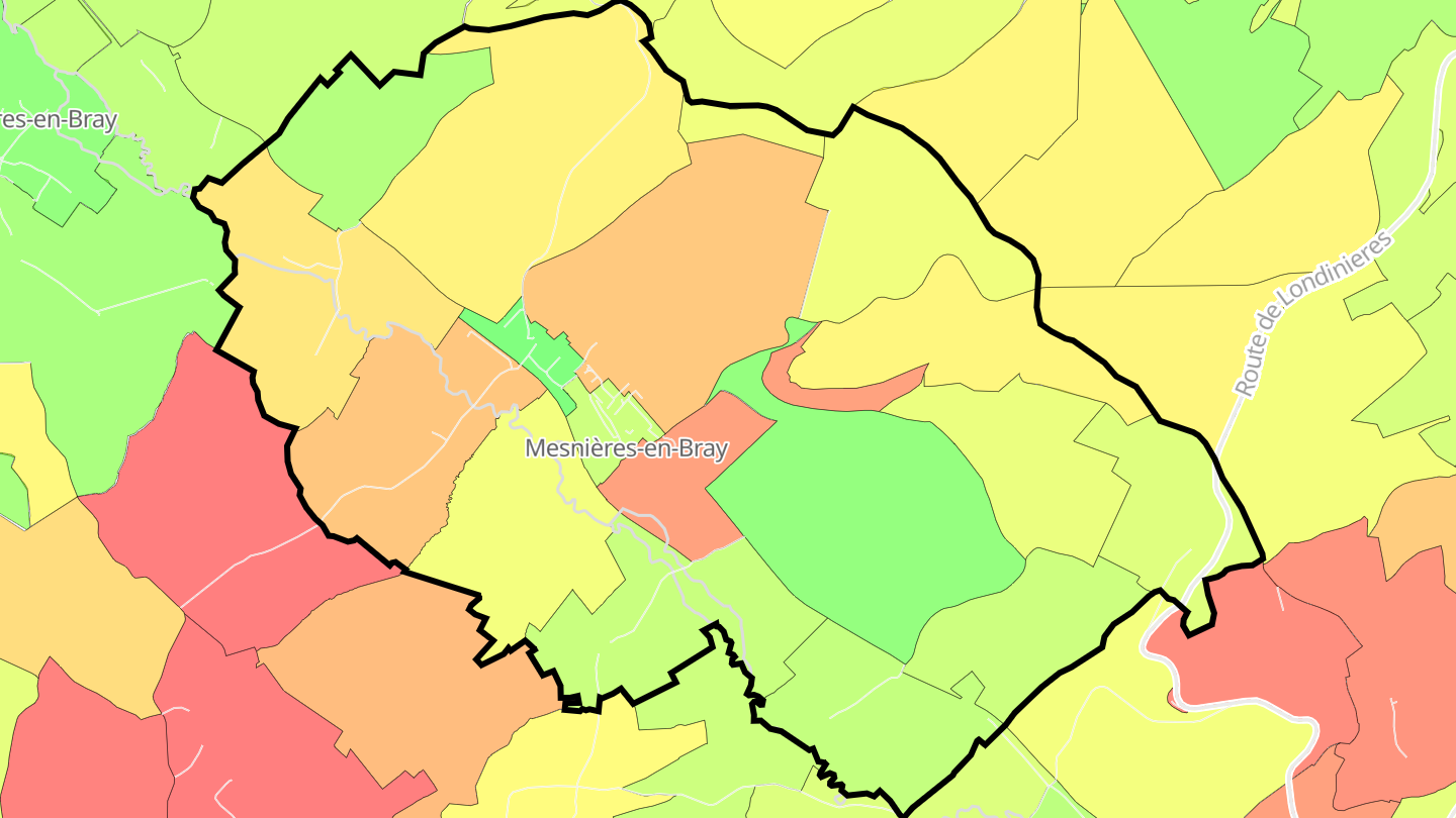 Carte des prix de l'immobilier Mesnières-en-Bray