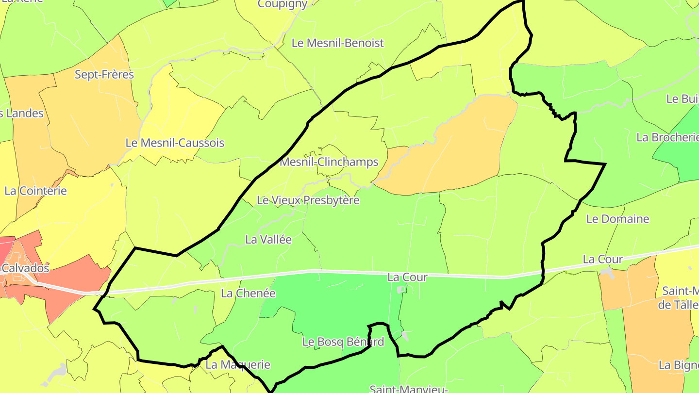 Carte des prix de l'immobilier Mesnil-Clinchamps
