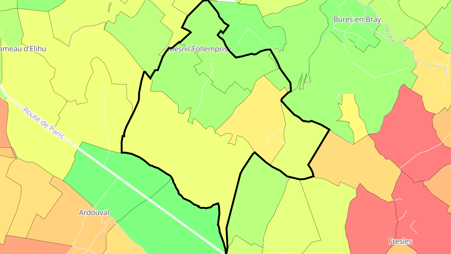 Carte des prix de l'immobilier Mesnil-Follemprise