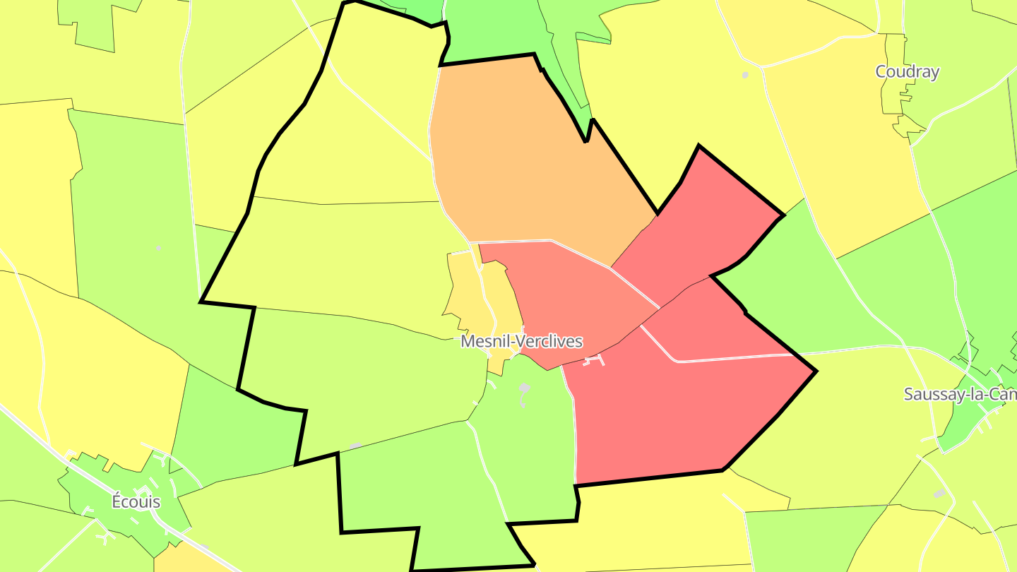 Carte des prix de l'immobilier Mesnil-Verclives