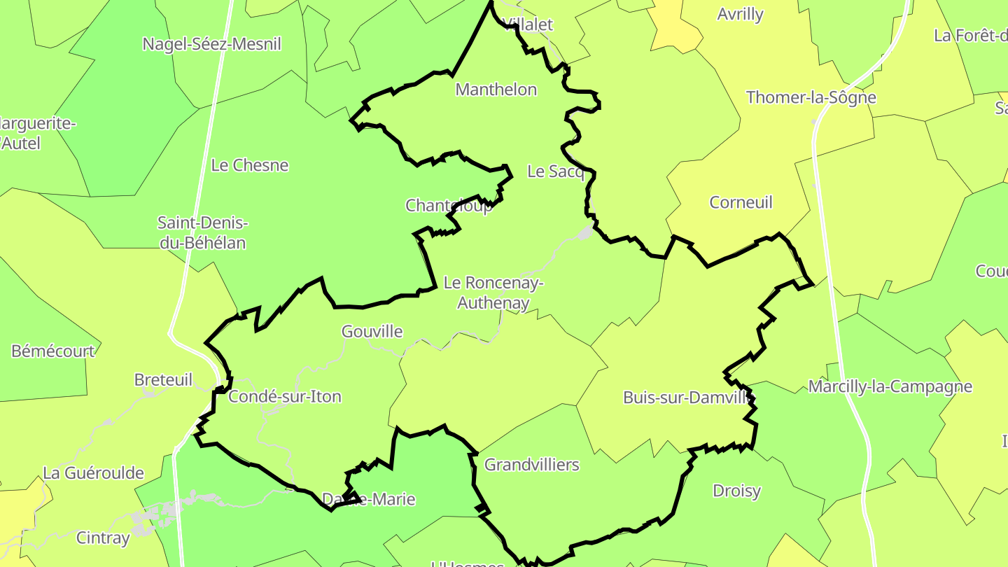 Carte des prix de l'immobilier Mesnils-sur-Iton