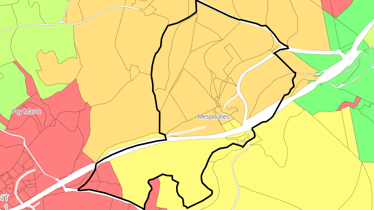 Carte des prix de l'immobilier Mespoulies