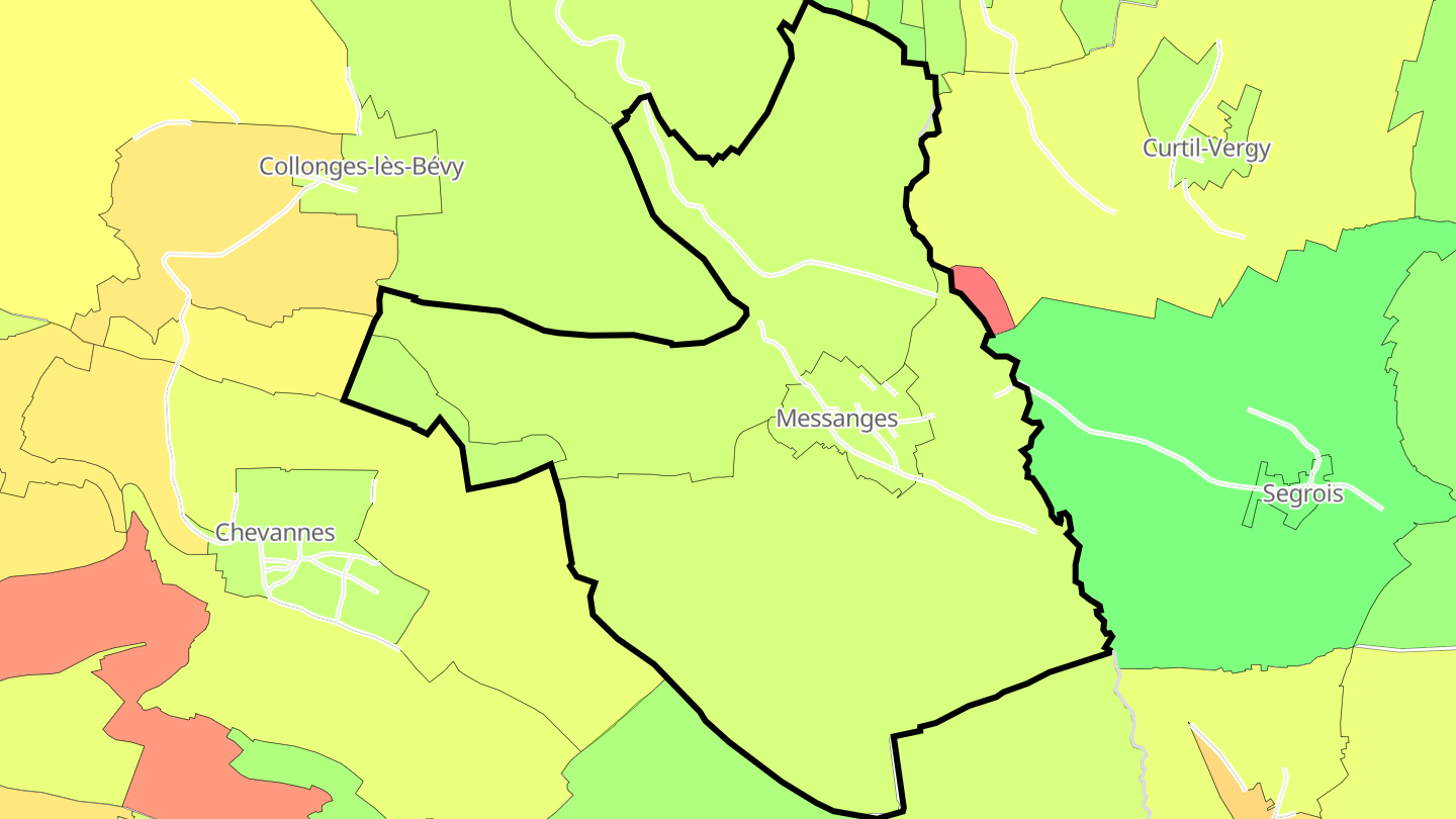 Carte des prix de l'immobilier Messanges