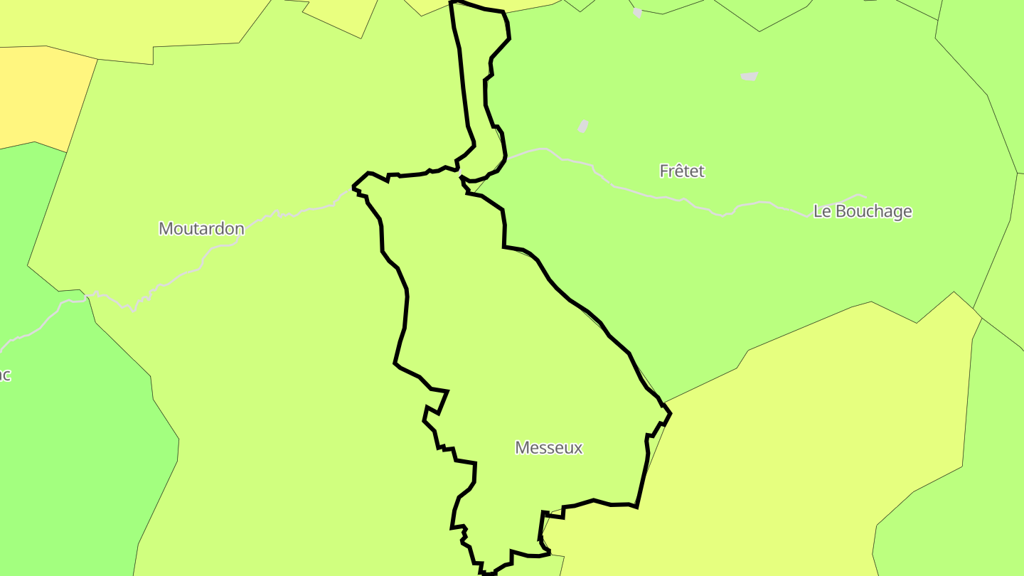 Carte des prix de l'immobilier Messeux