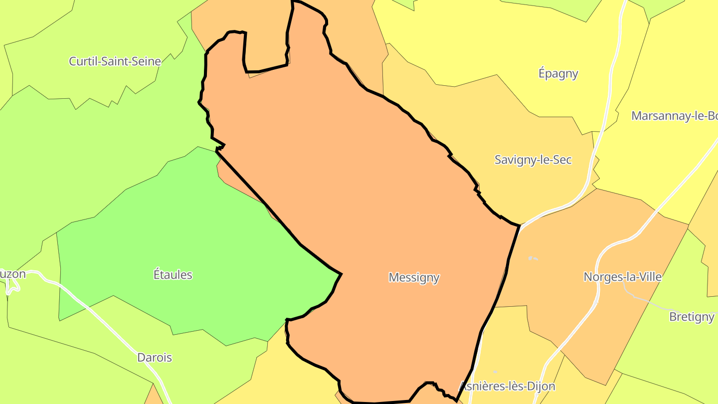 Carte des prix de l'immobilier Messigny-et-Vantoux
