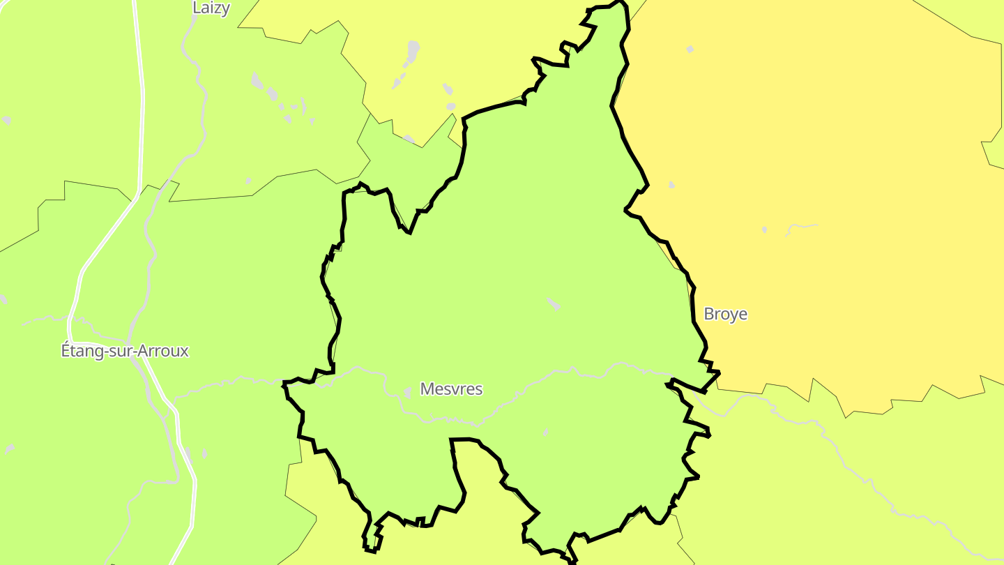 Carte des prix de l'immobilier Mesvres