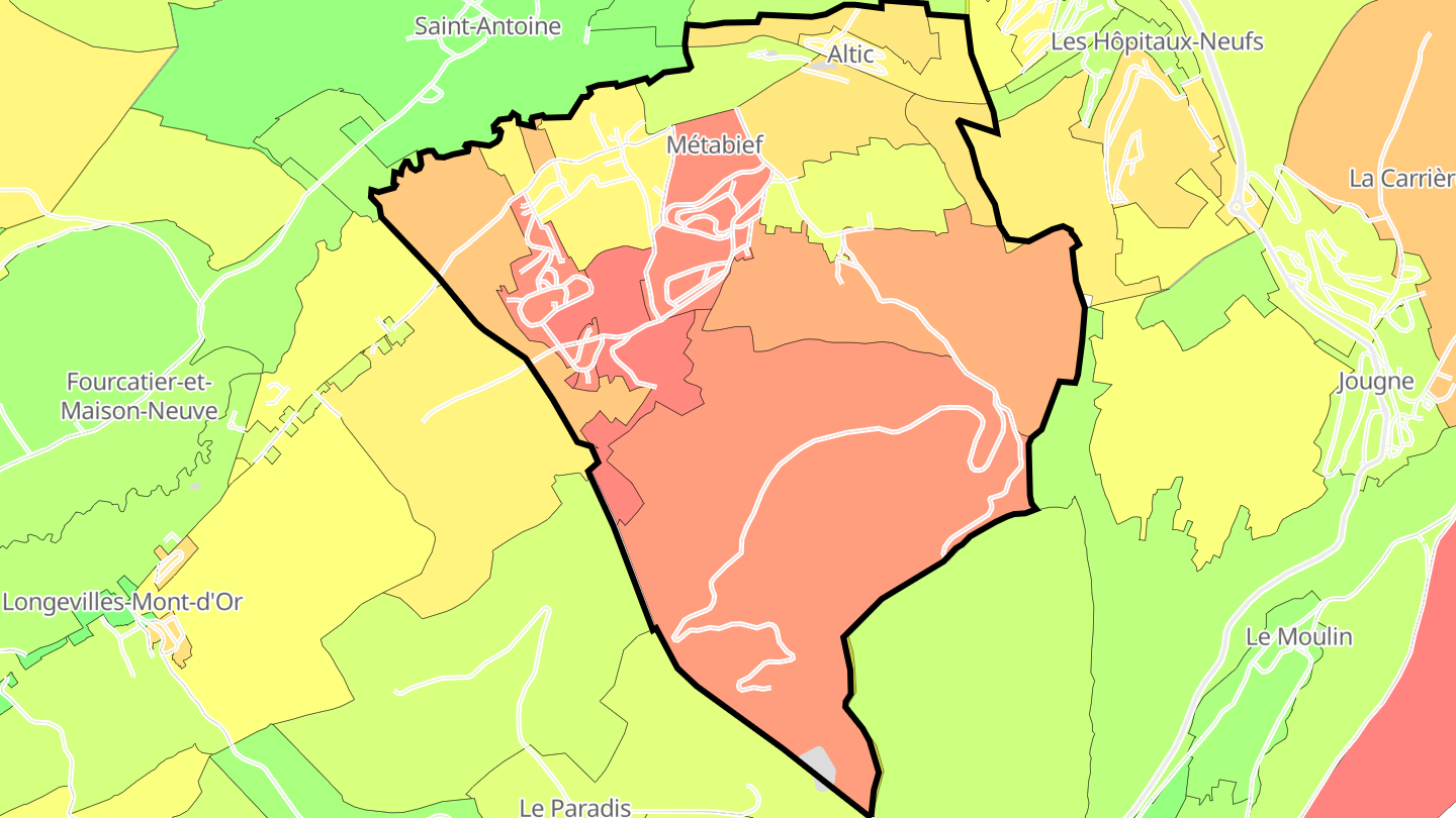 Carte des prix de l'immobilier Métabief