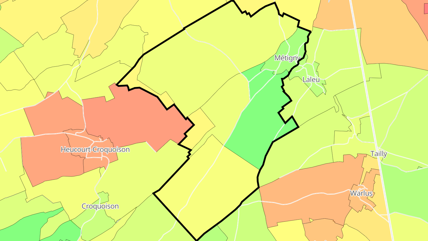Carte des prix de l'immobilier Métigny
