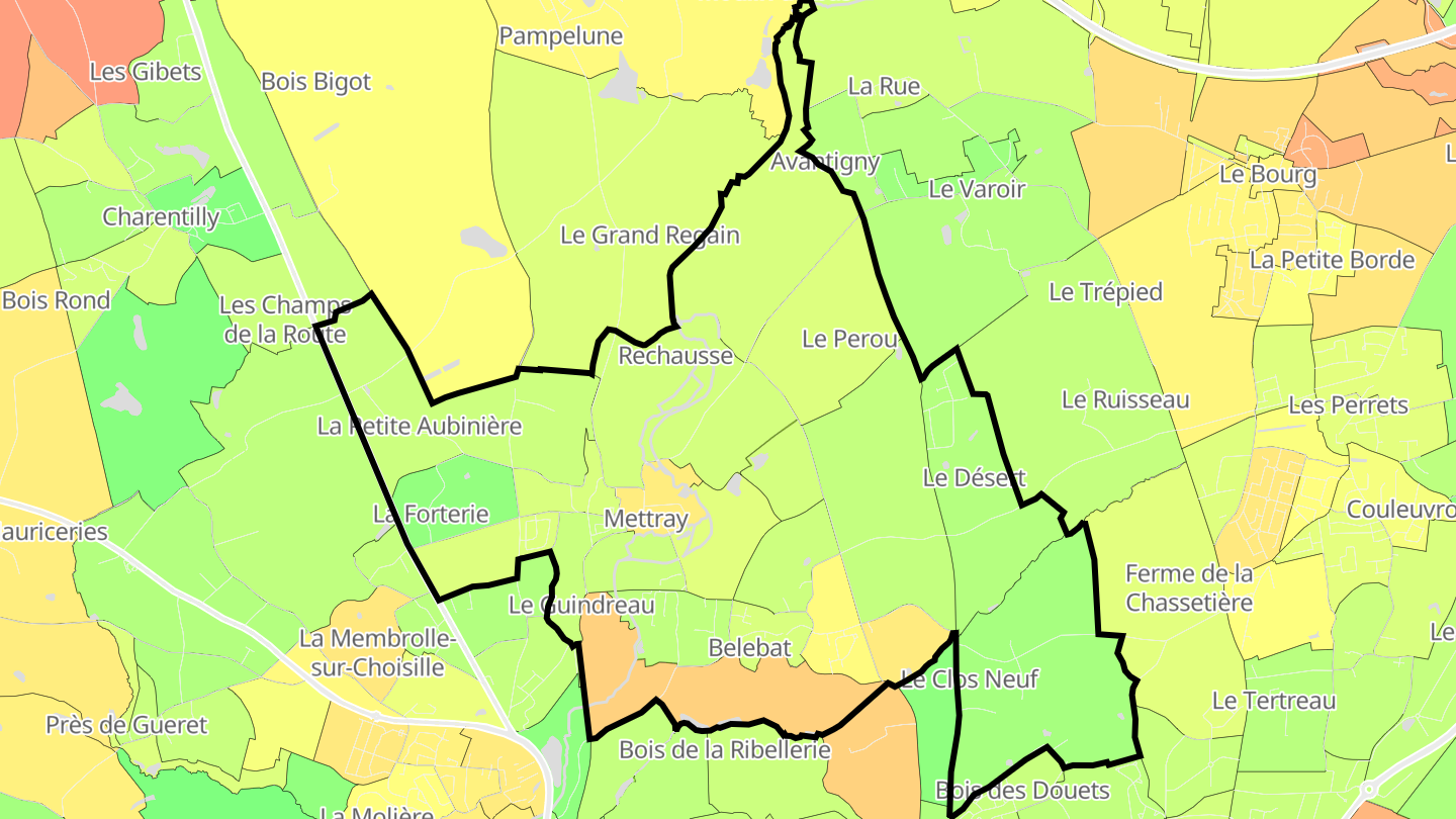 Carte des prix de l'immobilier Mettray