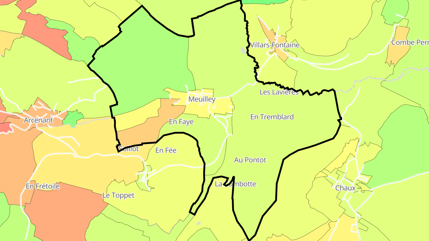 Carte des prix de l'immobilier Meuilley