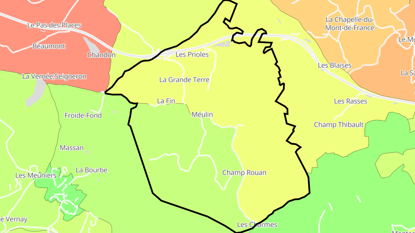 Carte des prix de l'immobilier Meulin
