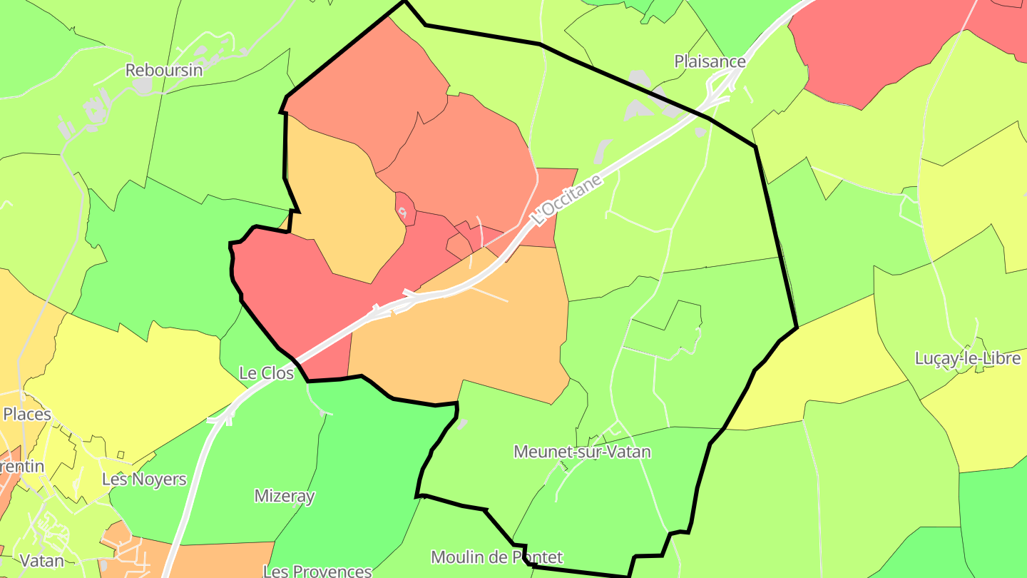 Carte des prix de l'immobilier Meunet-sur-Vatan