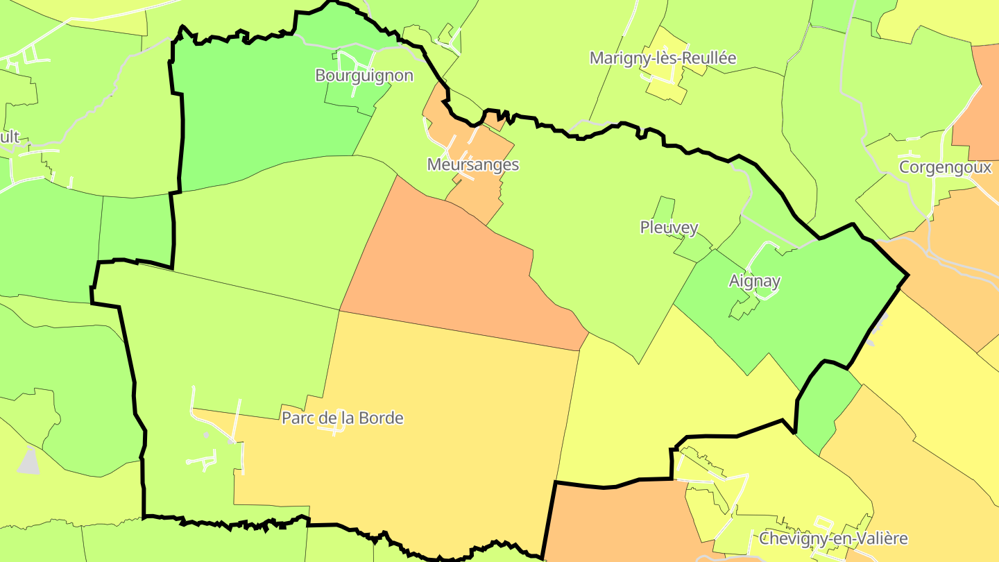 Carte des prix de l'immobilier Meursanges