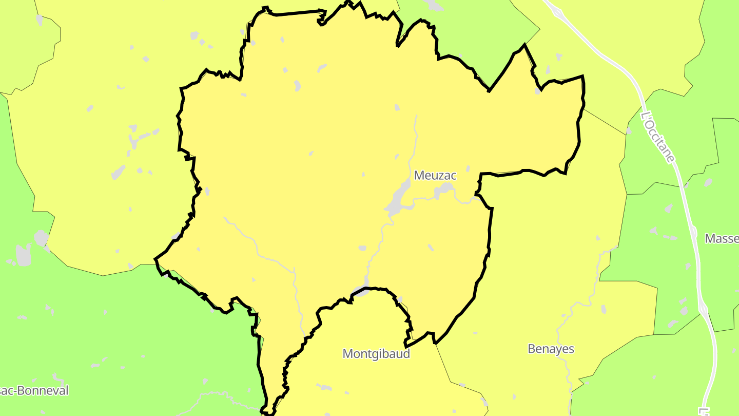 Carte des prix de l'immobilier Meuzac