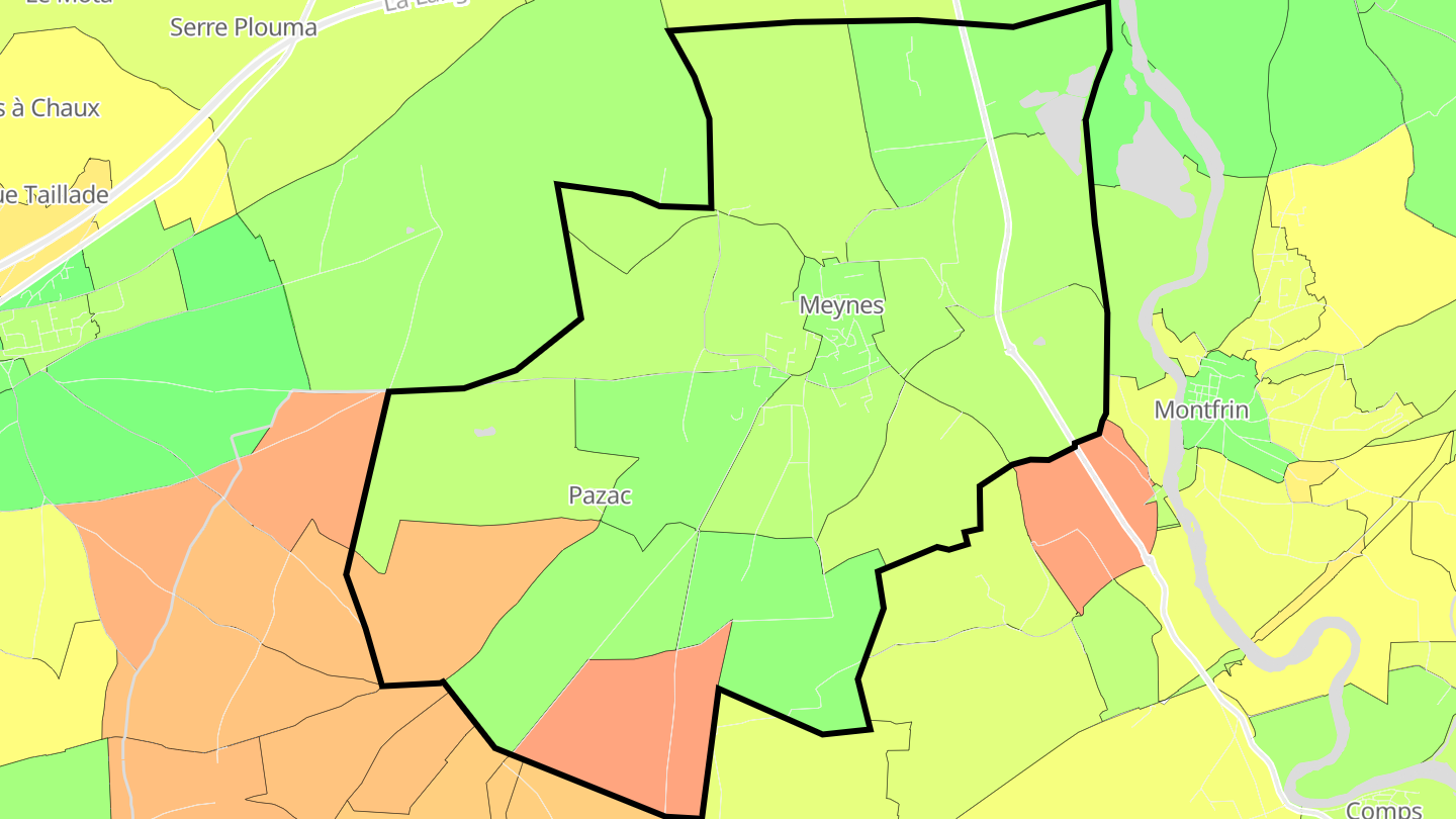 Carte des prix de l'immobilier Meynes