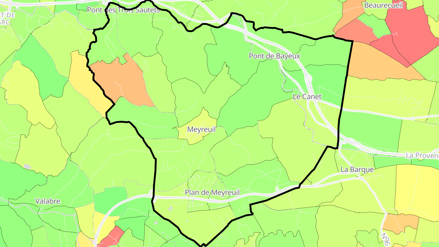 Carte des prix de l'immobilier Meyreuil