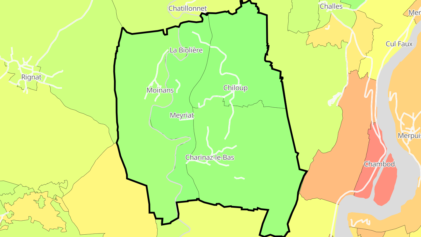 Carte des prix de l'immobilier Meyriat