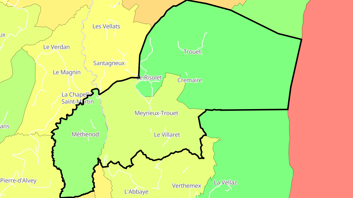 Carte des prix de l'immobilier Meyrieux-Trouet
