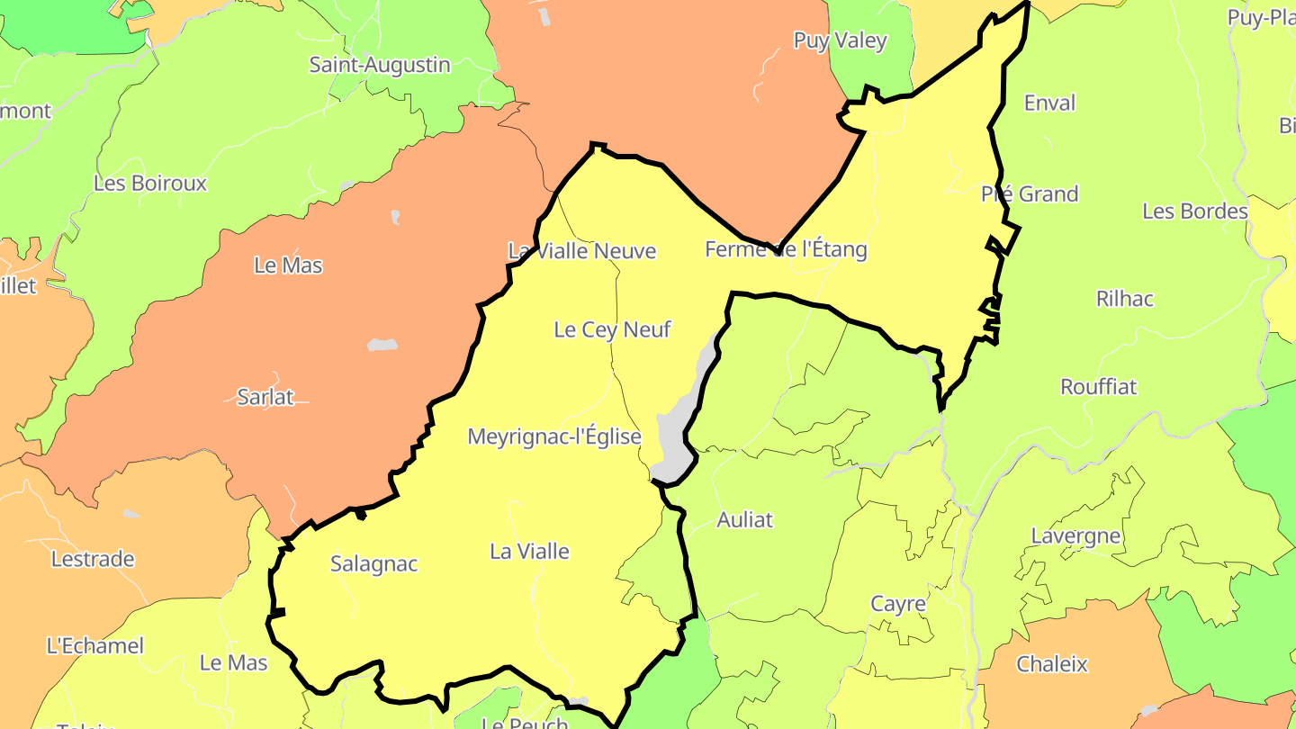 Carte des prix de l'immobilier Meyrignac-l'Église