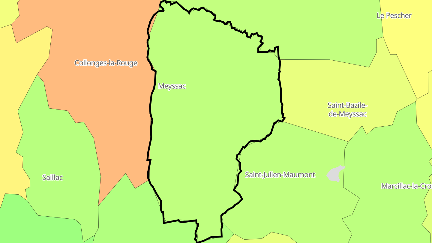 Carte des prix de l'immobilier Meyssac