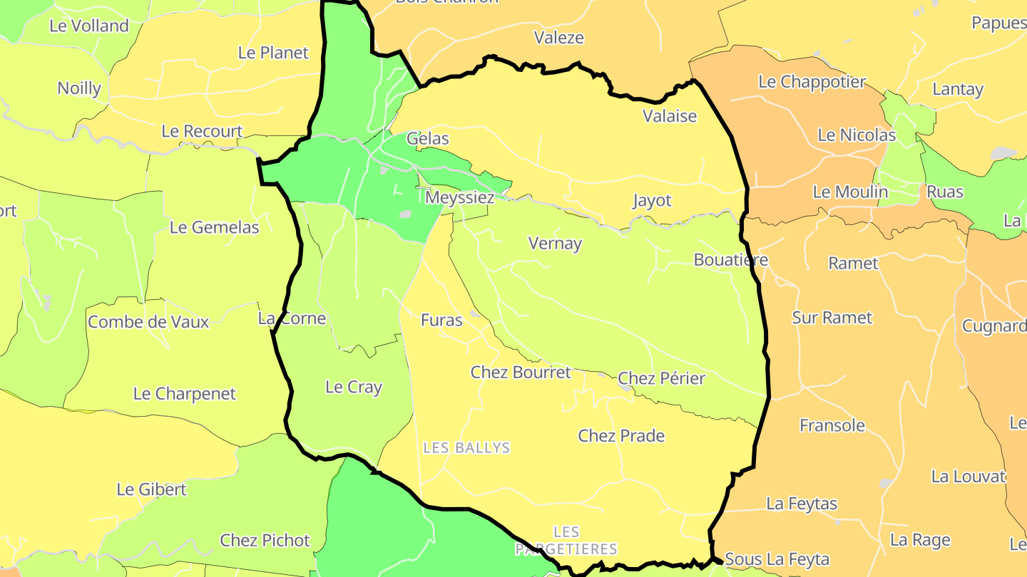 Carte des prix de l'immobilier Meyssiez