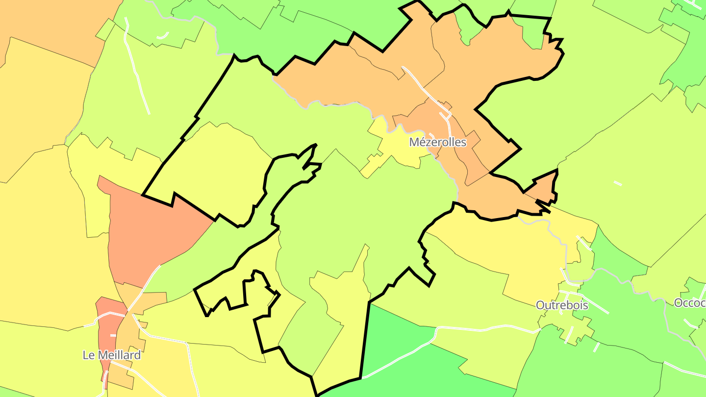 Carte des prix de l'immobilier Mézerolles