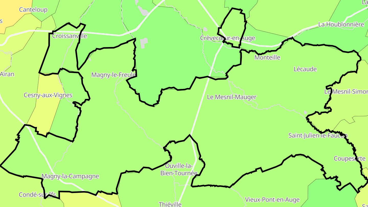 Carte des prix de l'immobilier Mézidon Vallée d'Auge