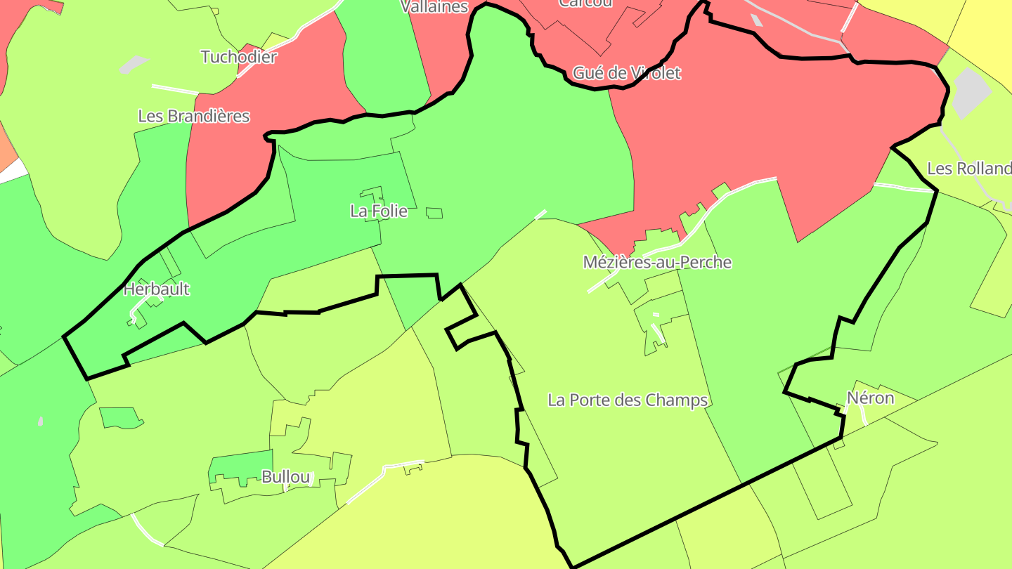 Carte des prix de l'immobilier Mézières-au-Perche