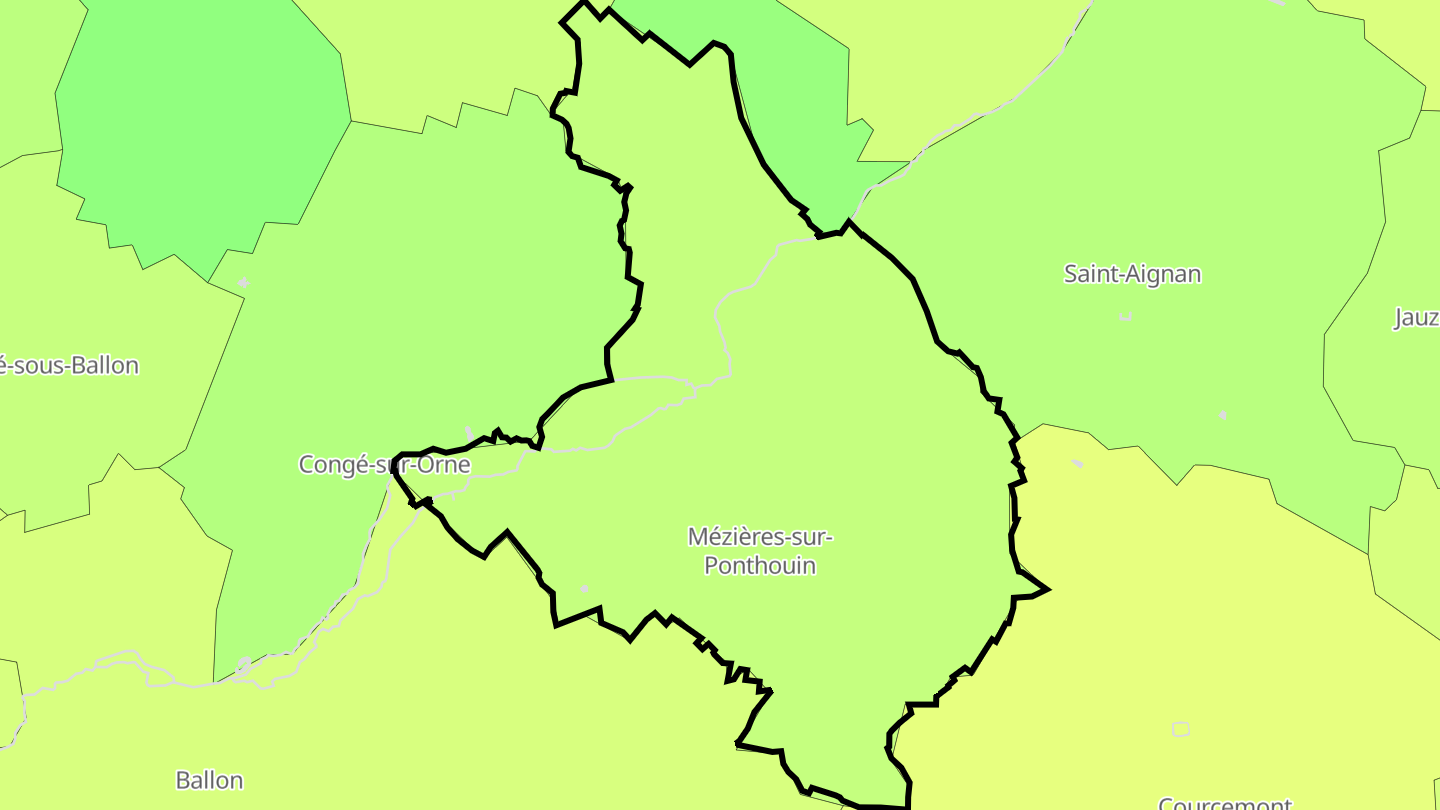 Carte des prix de l'immobilier Mézières-sur-Ponthouin