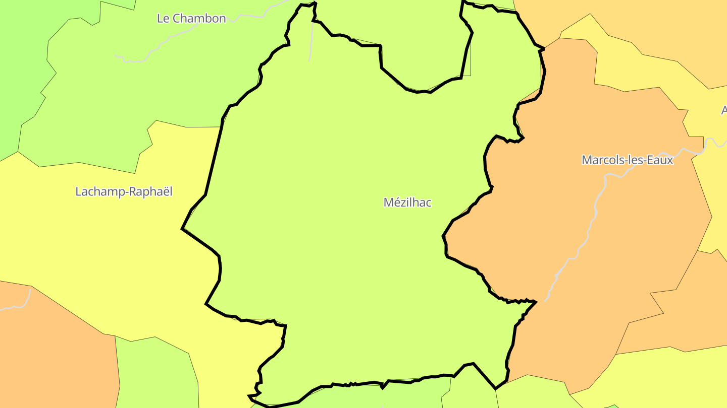 Carte des prix de l'immobilier Mézilhac