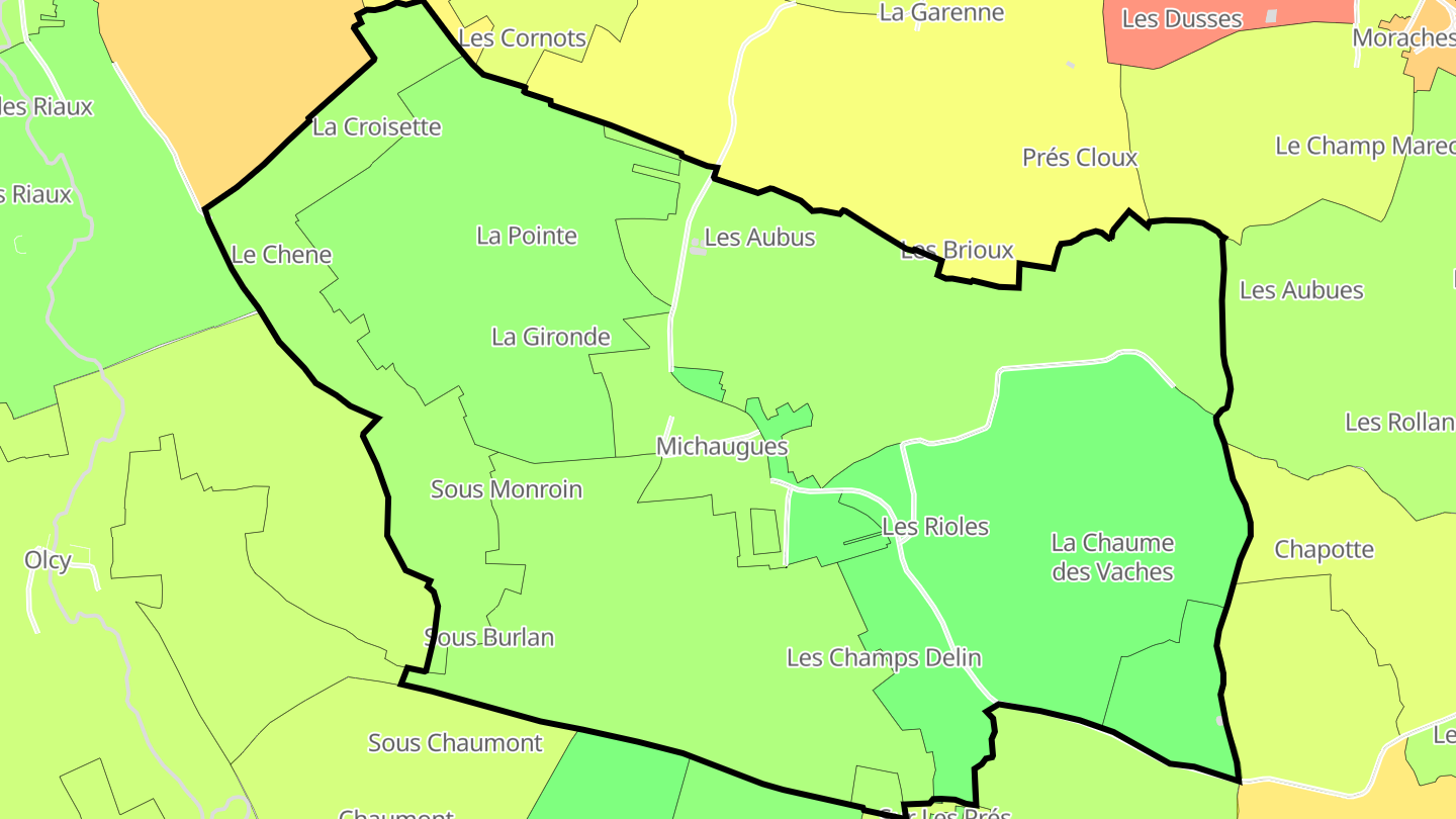 Carte des prix de l'immobilier Michaugues