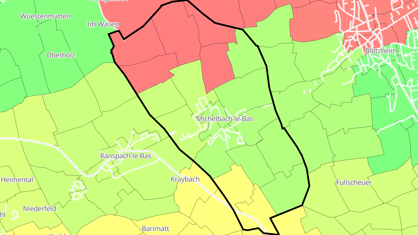 Carte des prix de l'immobilier Michelbach-le-Bas