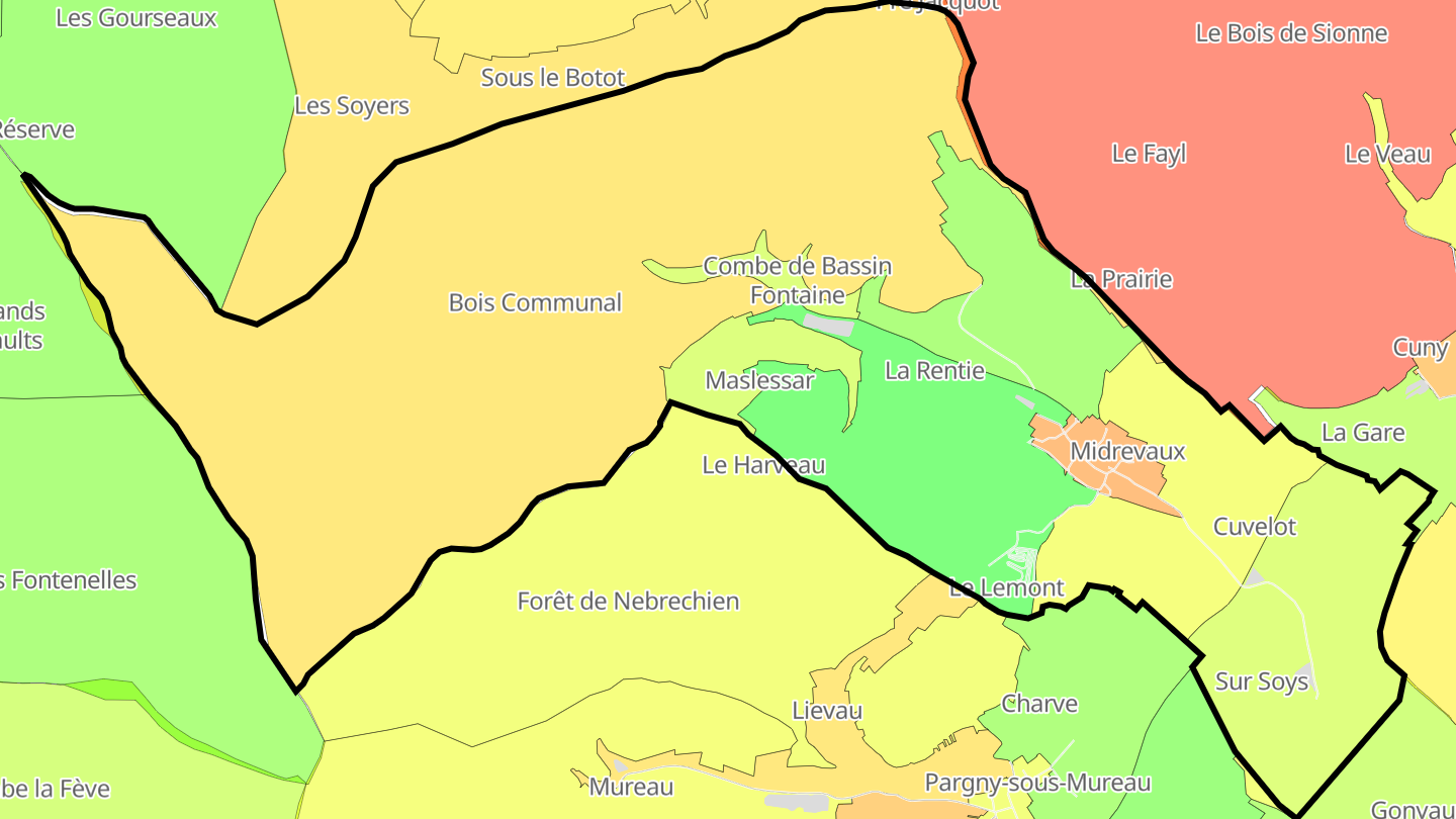 Carte des prix de l'immobilier Midrevaux